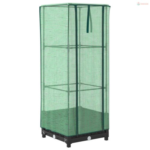 Rattan megjelenésű magaságyás melegháztakaróval 40x40x123 cm