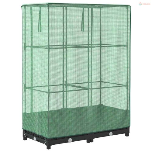 Rattan megjelenésű magaságyás melegháztakaróval 80x40x123 cm