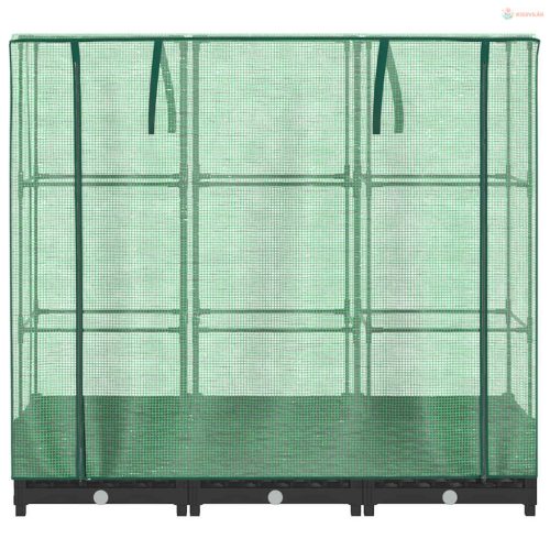 Rattan hatású magaságyás üvegháztakaróval 120 x 40 x 123 cm