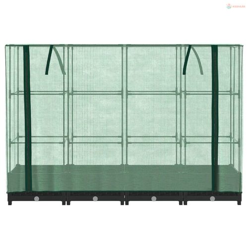 Rattan hatású magaságyás üvegháztakaróval 160 x 40 x 123 cm