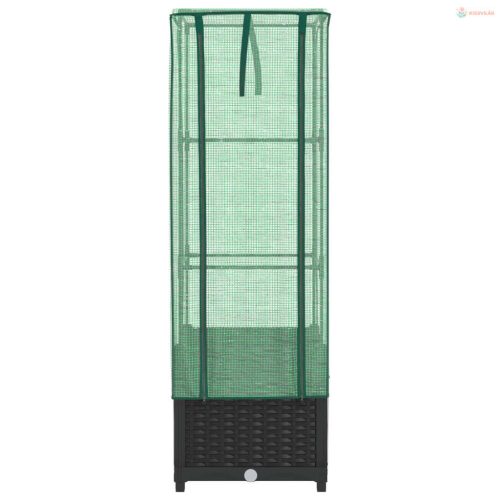 Rattan megjelenésű magaságyás melegháztakaróval 40x40x139 cm
