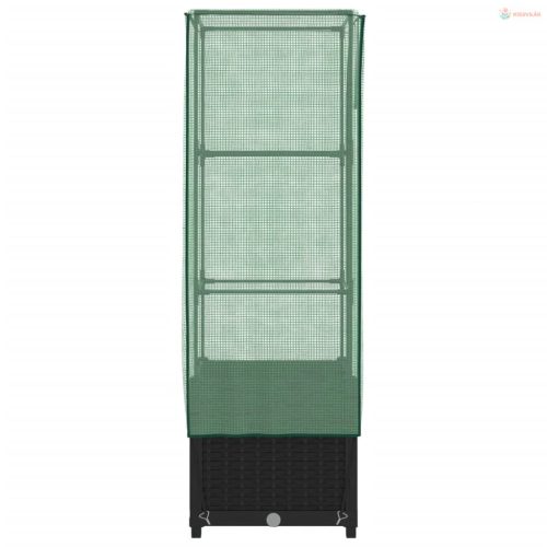 Rattan megjelenésű magaságyás melegháztakaróval 40x40x139 cm