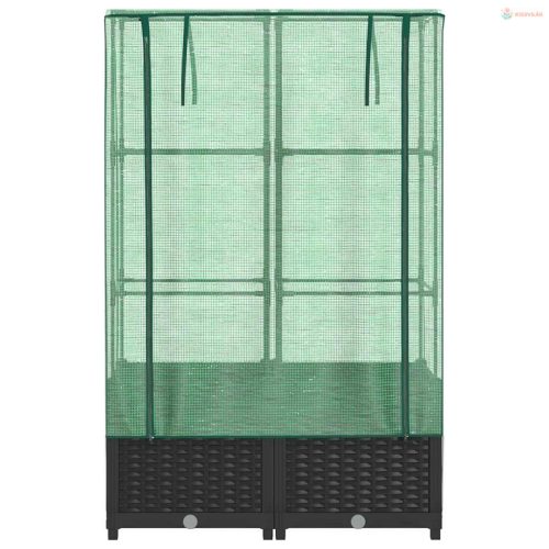Rattan megjelenésű magaságyás melegháztakaróval 80x40x138 cm
