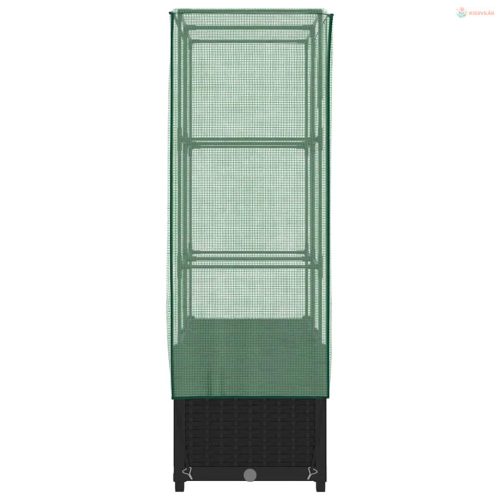 Rattan megjelenésű magaságyás melegháztakaróval 80x40x138 cm