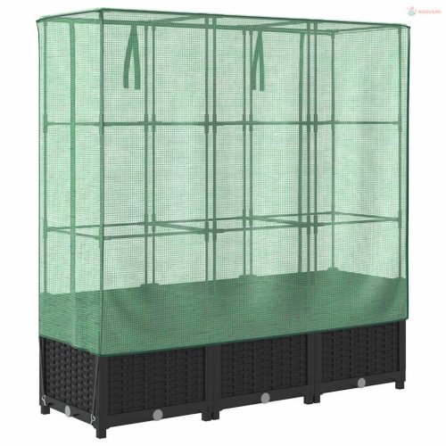 Rattan megjelenésű magaságyás melegháztakaróval 120x40x138 cm