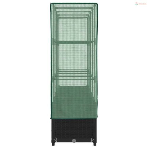 Rattan hatású magaságyás üvegháztakaróval 160 x 40 x 138 cm