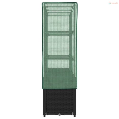 Rattan hatású magaságyás üvegháztakaróval 160 x 40 x 153 cm