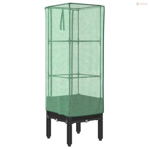 Rattan megjelenésű magaságyás melegháztakaróval 40x40x140 cm