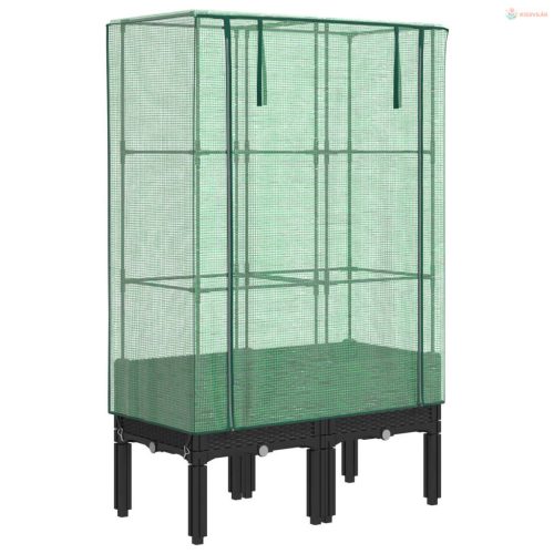 Rattan megjelenésű magaságyás melegháztakaróval 80x40x140 cm