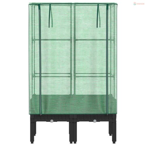 Rattan megjelenésű magaságyás melegháztakaróval 80x40x140 cm