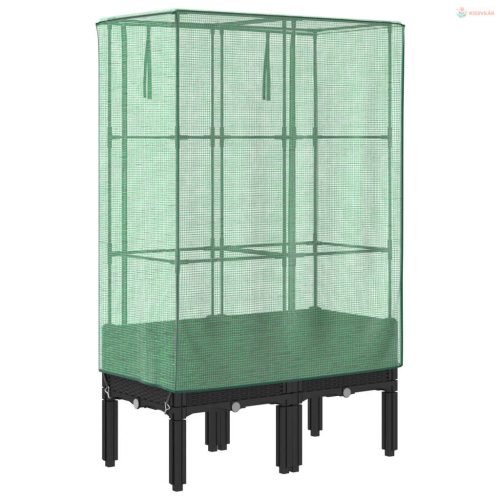 Rattan megjelenésű magaságyás melegháztakaróval 80x40x140 cm