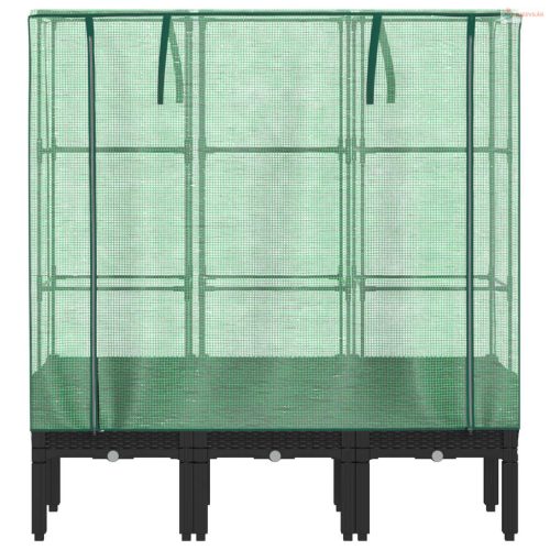 Rattan megjelenésű magaságyás melegháztakaróval 120x40x140 cm