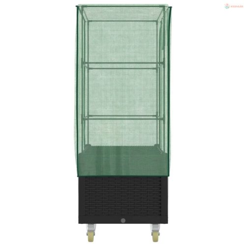 Rattan megjelenésű magaságyás borítással/kerékkel 80x50x182 cm