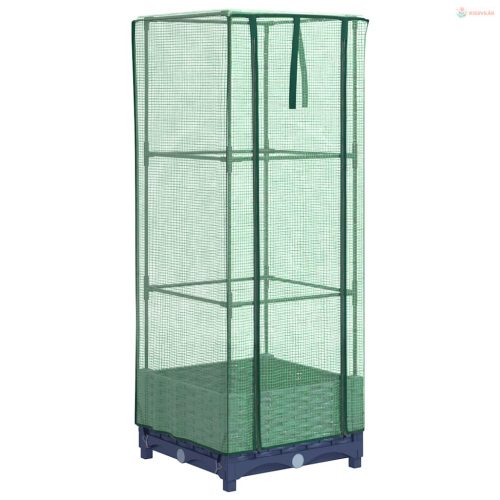 Rattan megjelenésű magaságyás melegháztakaróval 40x40x123 cm