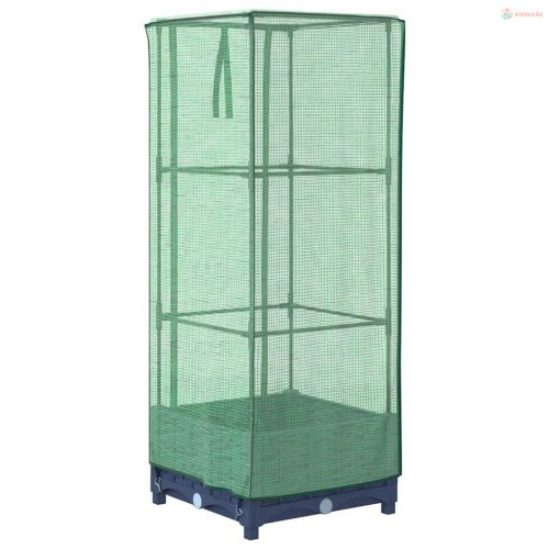 Rattan megjelenésű magaságyás melegháztakaróval 40x40x123 cm