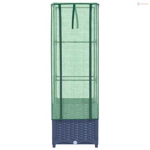 Rattan megjelenésű magaságyás melegháztakaróval 40x40x139 cm