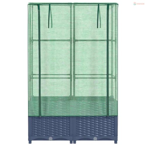 Rattan megjelenésű magaságyás melegháztakaróval 80x40x138 cm