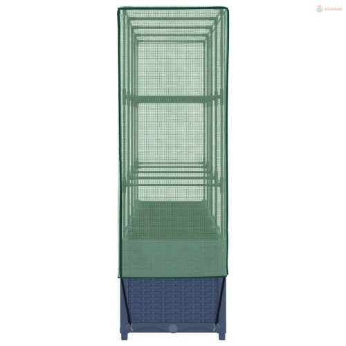 Rattan hatású magaságyás üvegháztakaróval 160 x 40 x 138 cm