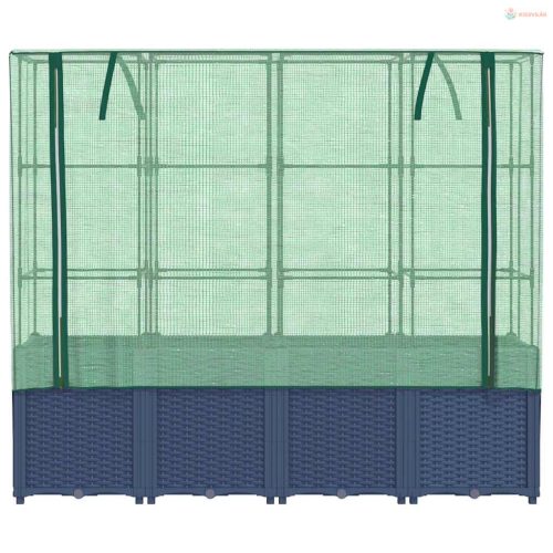 Rattan hatású magaságyás üvegháztakaróval 160 x 40 x 153 cm