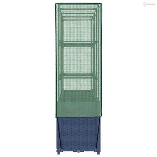 Rattan hatású magaságyás üvegháztakaróval 160 x 40 x 153 cm