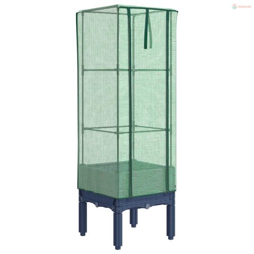 Rattan megjelenésű magaságyás melegháztakaróval 40x40x140 cm