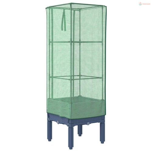 Rattan megjelenésű magaságyás melegháztakaróval 40x40x140 cm