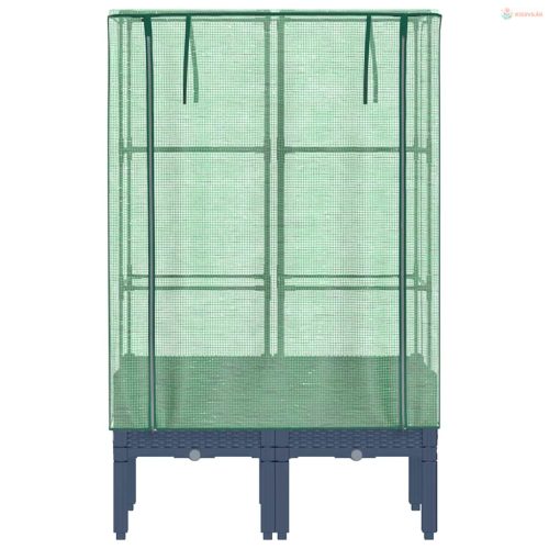 Rattan megjelenésű magaságyás melegháztakaróval 80x40x140 cm