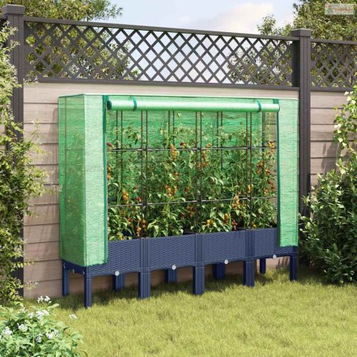 Rattan megjelenésű magaságyás melegháztakaróval 160x40x140 cm