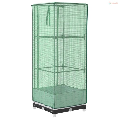 Rattan megjelenésű magaságyás melegháztakaróval 40x40x123 cm