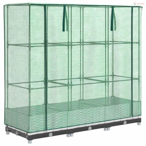 Rattan megjelenésű magaságyás melegháztakaróval 120x40x123 cm