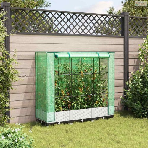 Rattan megjelenésű magaságyás melegháztakaróval 120x40x123 cm