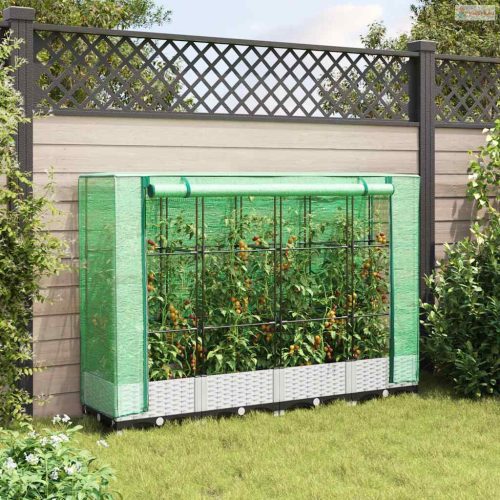 Rattan megjelenésű magaságyás melegháztakaróval 160x40x123 cm