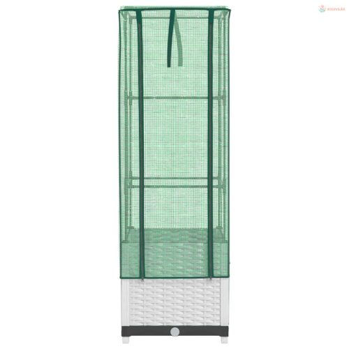 Rattan megjelenésű magaságyás melegháztakaróval 40x40x139 cm