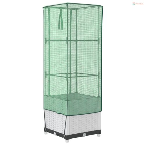 Rattan megjelenésű magaságyás melegháztakaróval 40x40x139 cm