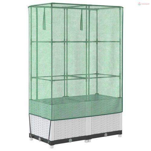 Rattan megjelenésű magaságyás melegháztakaróval 80x40x138 cm