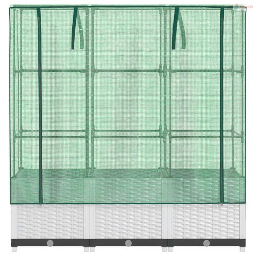 Rattan megjelenésű magaságyás melegháztakaróval 120x40x138 cm