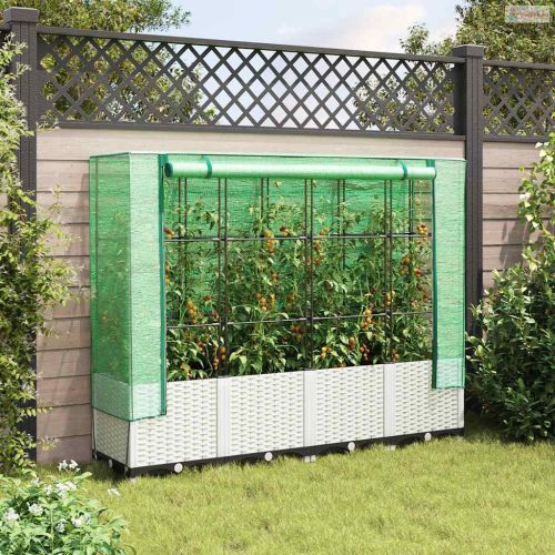 Rattan megjelenésű magaságyás melegháztakaróval 160x40x138 cm