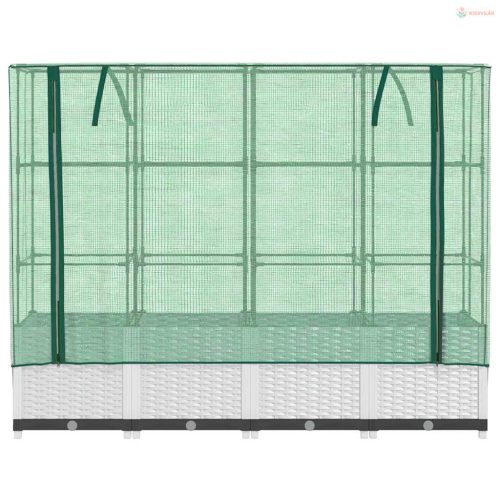 Rattan megjelenésű magaságyás melegháztakaróval 160x40x138 cm