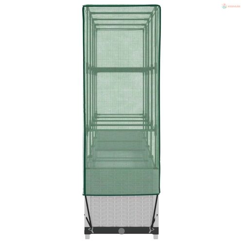 Rattan megjelenésű magaságyás melegháztakaróval 160x40x138 cm