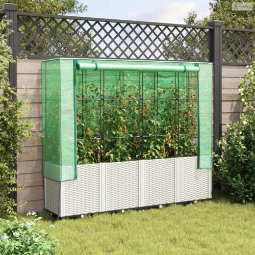 Rattan megjelenésű magaságyás melegháztakaróval 160x40x153 cm