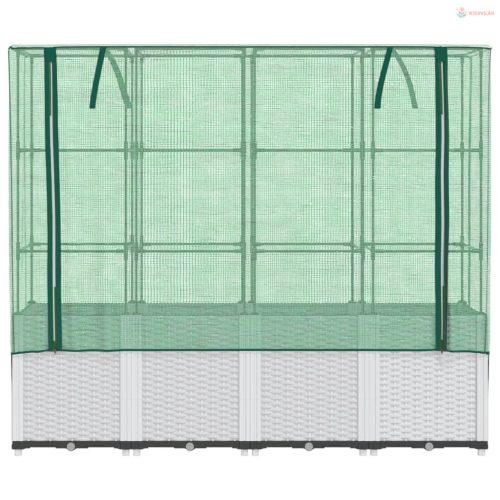 Rattan megjelenésű magaságyás melegháztakaróval 160x40x153 cm