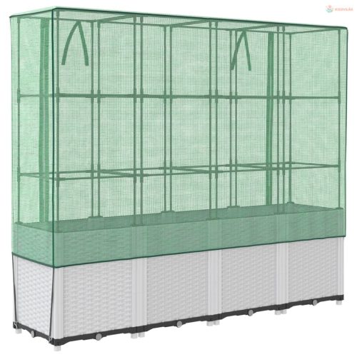 Rattan megjelenésű magaságyás melegháztakaróval 160x40x153 cm