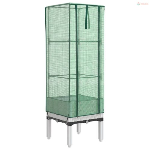 Rattan megjelenésű magaságyás melegháztakaróval 40x40x140 cm