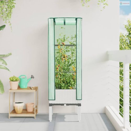 Rattan megjelenésű magaságyás melegháztakaróval 40x40x140 cm