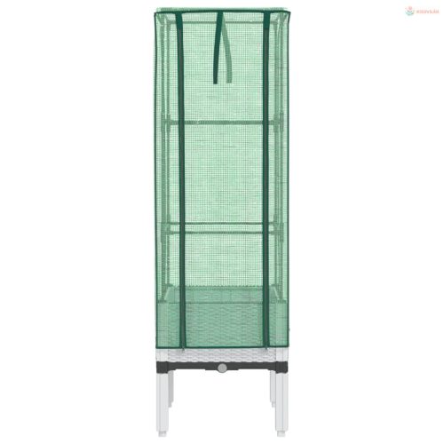 Rattan megjelenésű magaságyás melegháztakaróval 40x40x140 cm