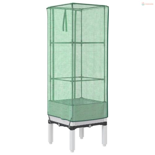 Rattan megjelenésű magaságyás melegháztakaróval 40x40x140 cm