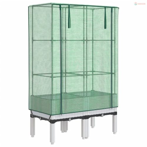 Rattan megjelenésű magaságyás melegháztakaróval 80x40x140 cm