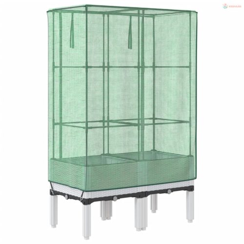 Rattan megjelenésű magaságyás melegháztakaróval 80x40x140 cm