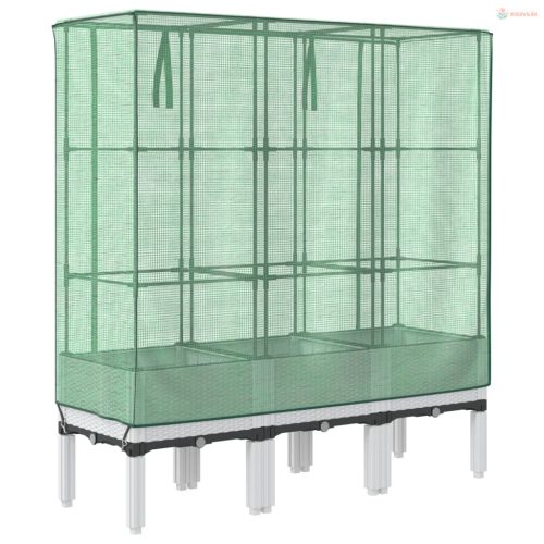 Rattan megjelenésű magaságyás melegháztakaróval 120x40x140 cm