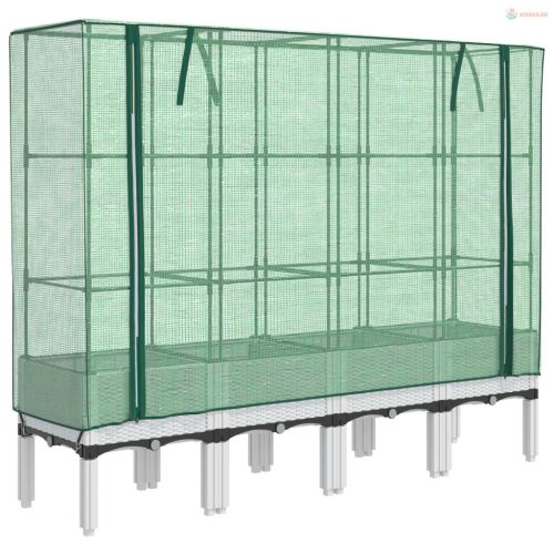 Rattan megjelenésű magaságyás melegháztakaróval 160x40x140 cm